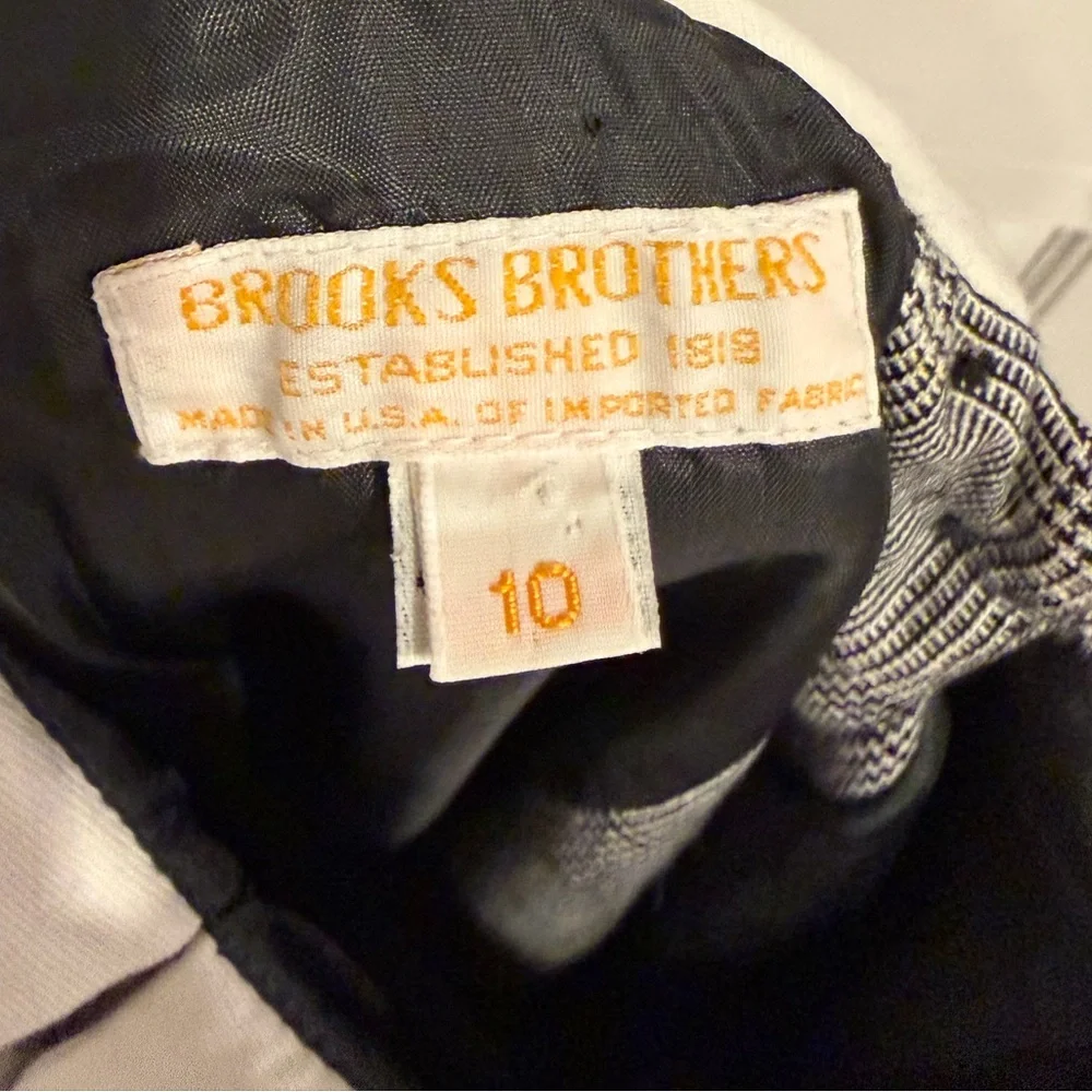 Vintage 1980’s Brooks Brothers Black White Houndstooth Dress with White Collar - Picture 7 of 8